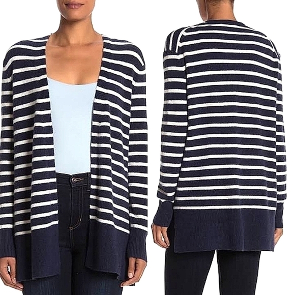 Madewell Sweaters - Madewell Merino Wool Open Front Striped Cardigan